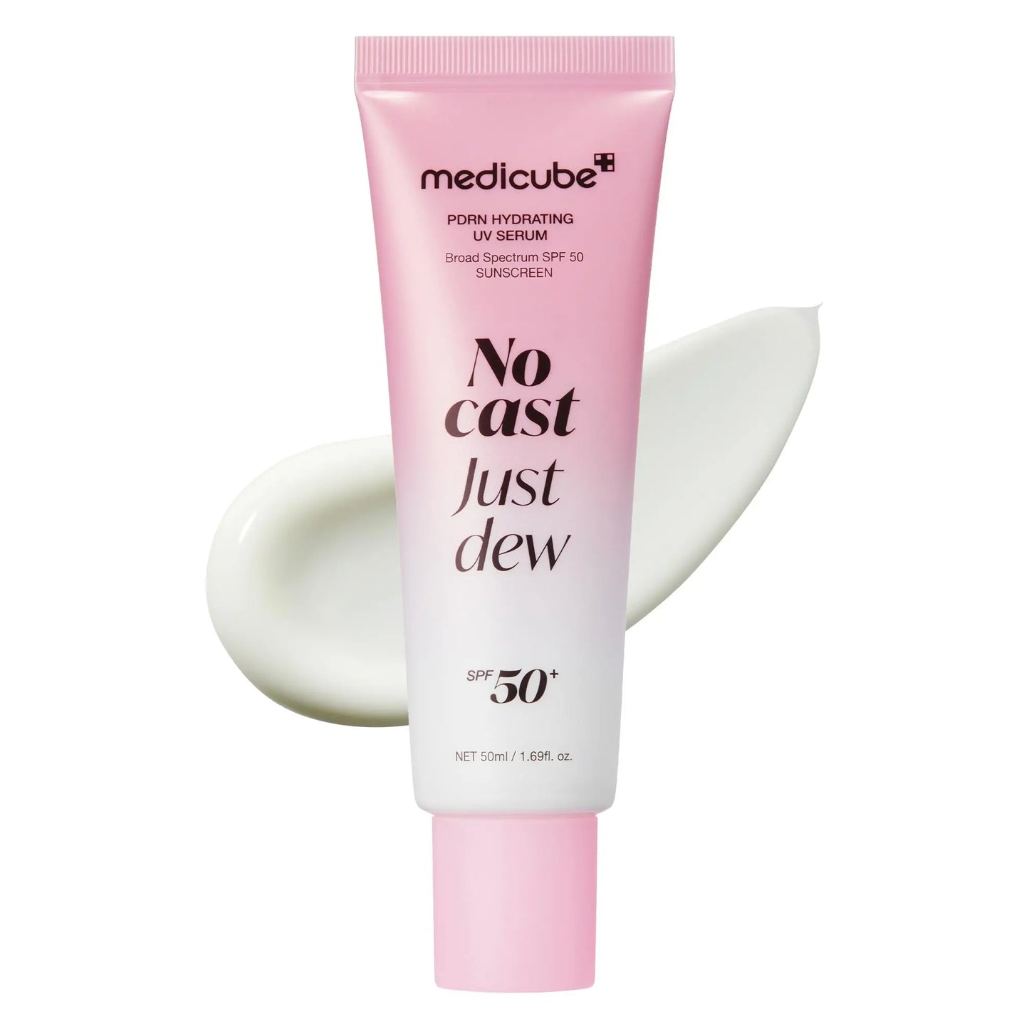 Medicube No Cast Just Glow Collagen Sunscreen | SPF 50 Broad Spectrum Face Sunscreen | Lightweight, Non-Sticky, Hydrating Formula | No White Cast or Residue | Peptide, Cica for Soothing & Natural Glow